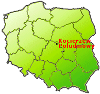 Obraz pokazuje punkt na mapie Polski wskazujący położenie Gminy Kocierzew Południowy